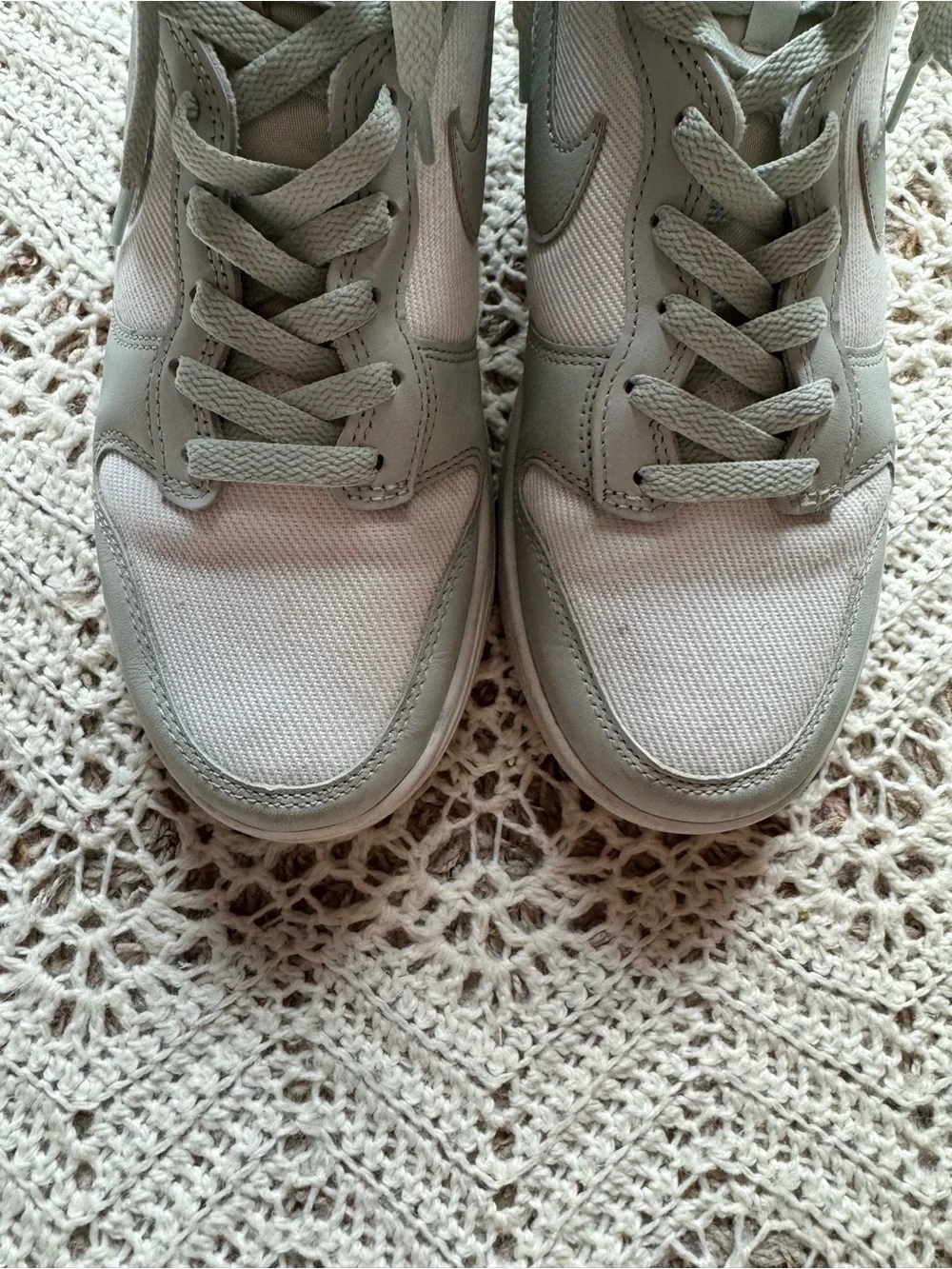 Nike Dunk High Top Mint Plaid Tartan White Light Green Women's Size 8.5
